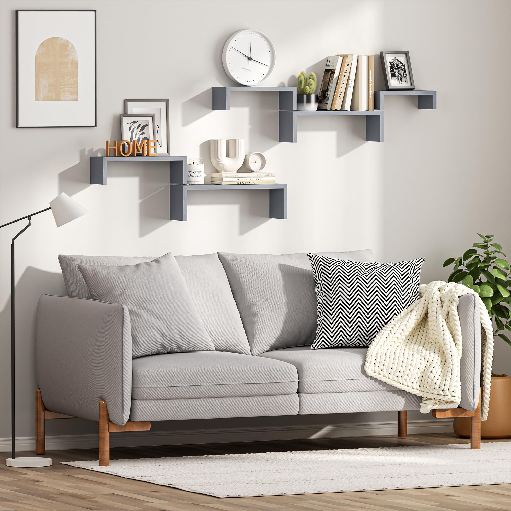 Floating Wood Wall Shelves for Bathroom, Kitchen & Decor