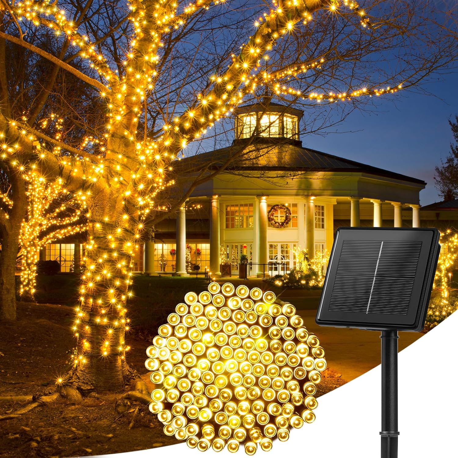 Minetom Solar String Lights 40FT 100 LED Waterproof