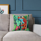 Cyclops Red Frog Art Canvas Pillow – Decorative Accent Cushion