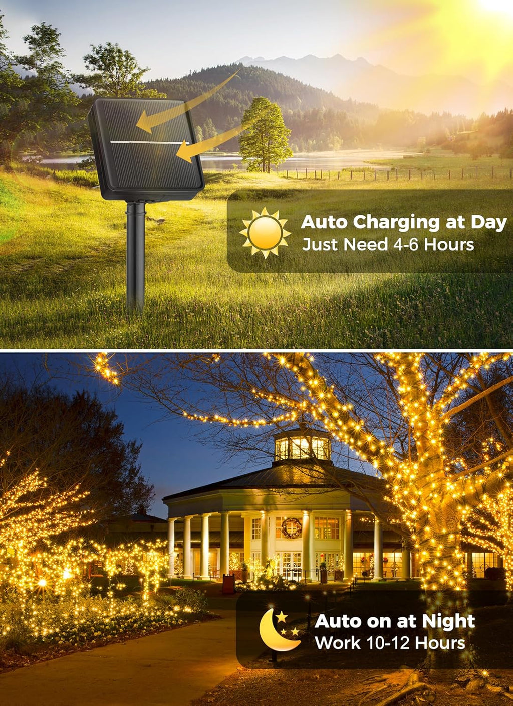 Minetom Solar String Lights 40FT 100 LED Waterproof