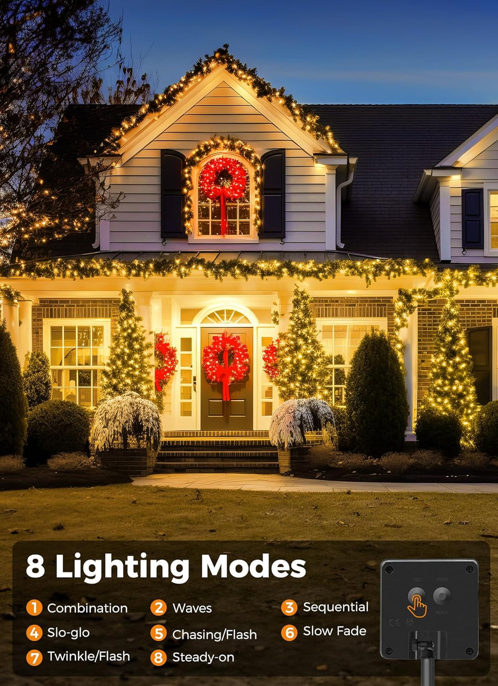 Minetom Solar String Lights 40FT 100 LED Waterproof