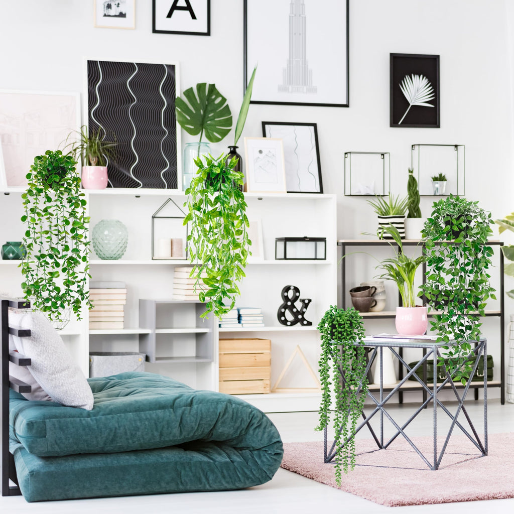 Faux Eucalyptus Hanging Plants - Set of 4 for Home Decor