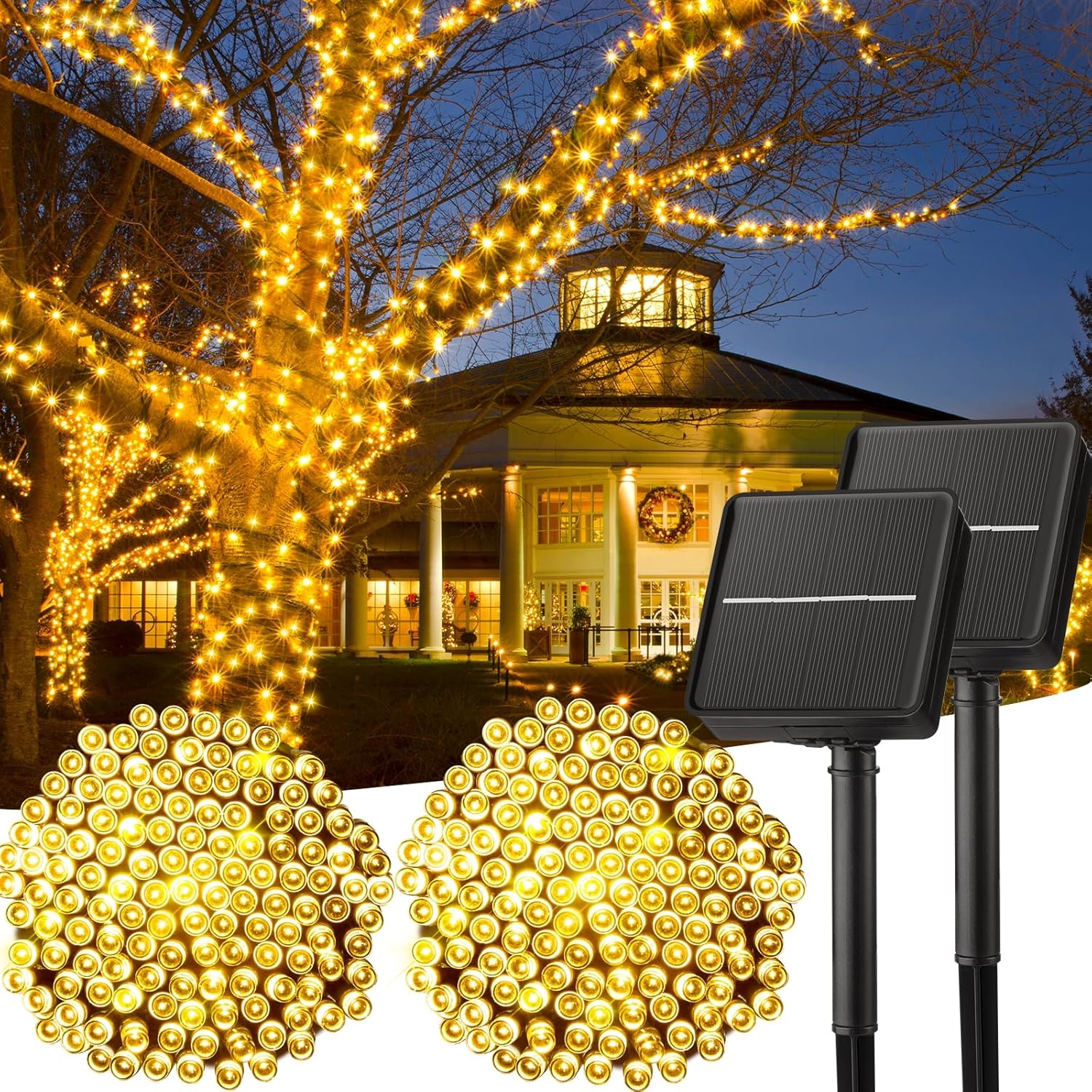 Minetom Solar String Lights 40FT 100 LED Waterproof