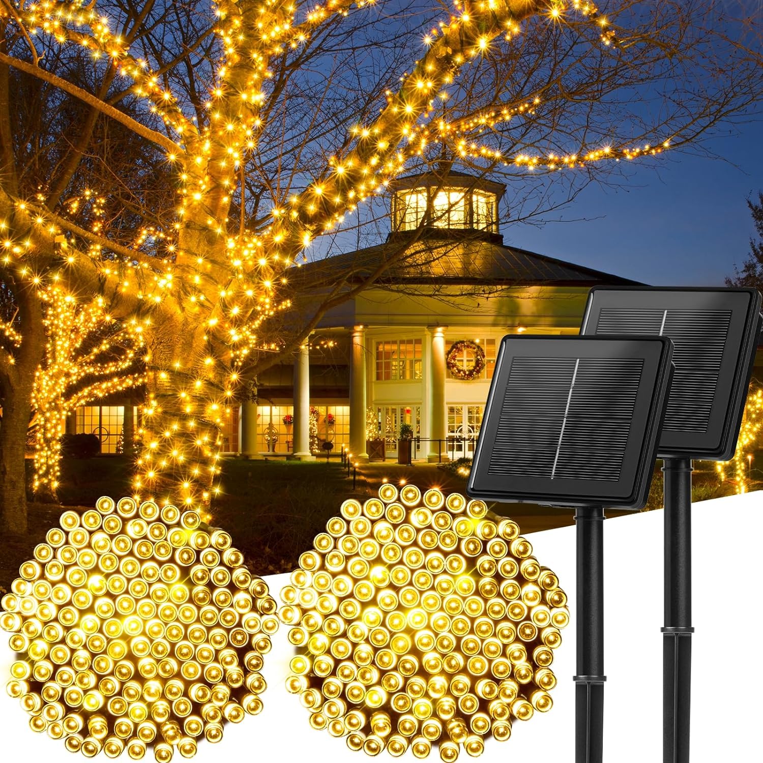 Minetom Solar String Lights 40FT 100 LED Waterproof