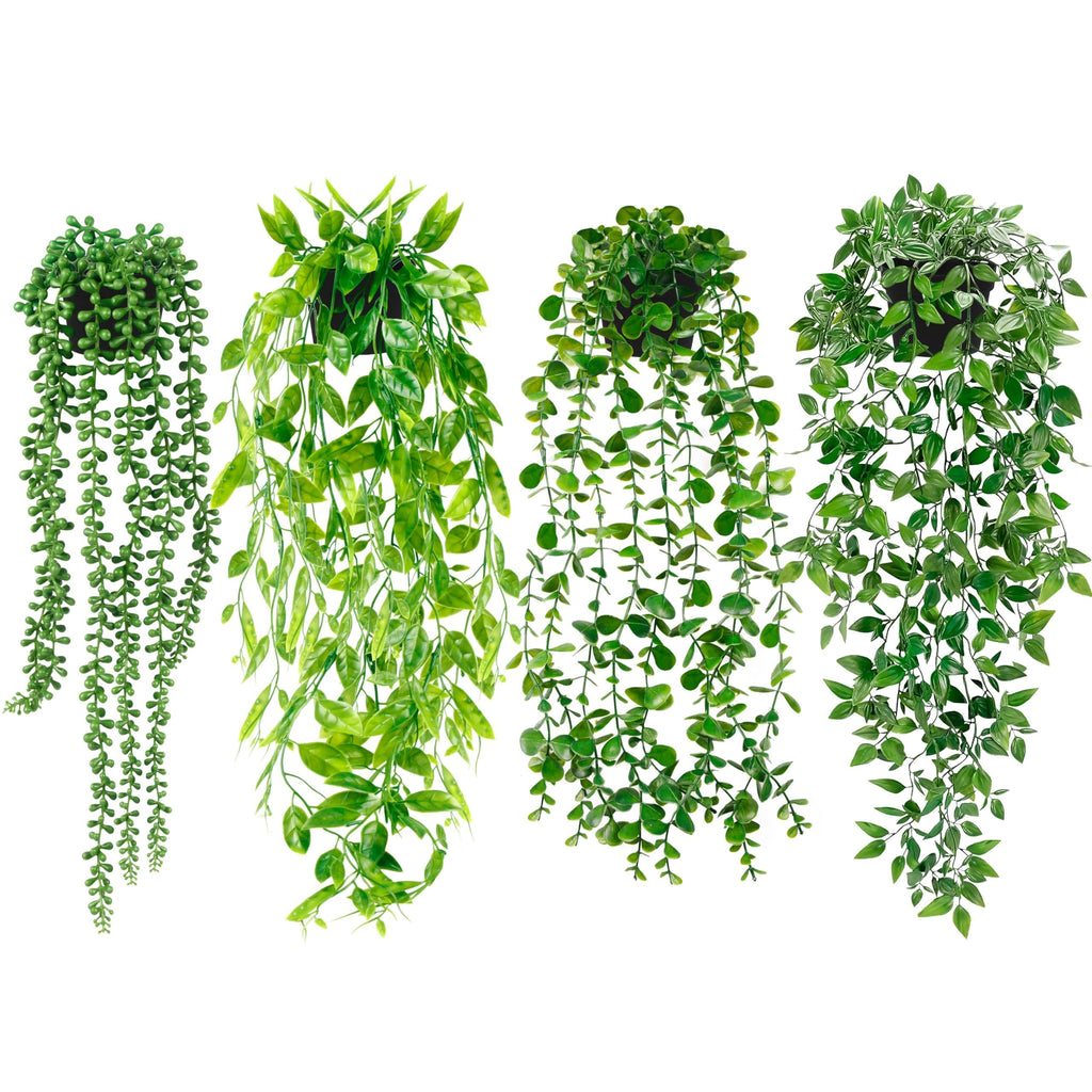 Faux Eucalyptus Hanging Plants - Set of 4 for Home Decor