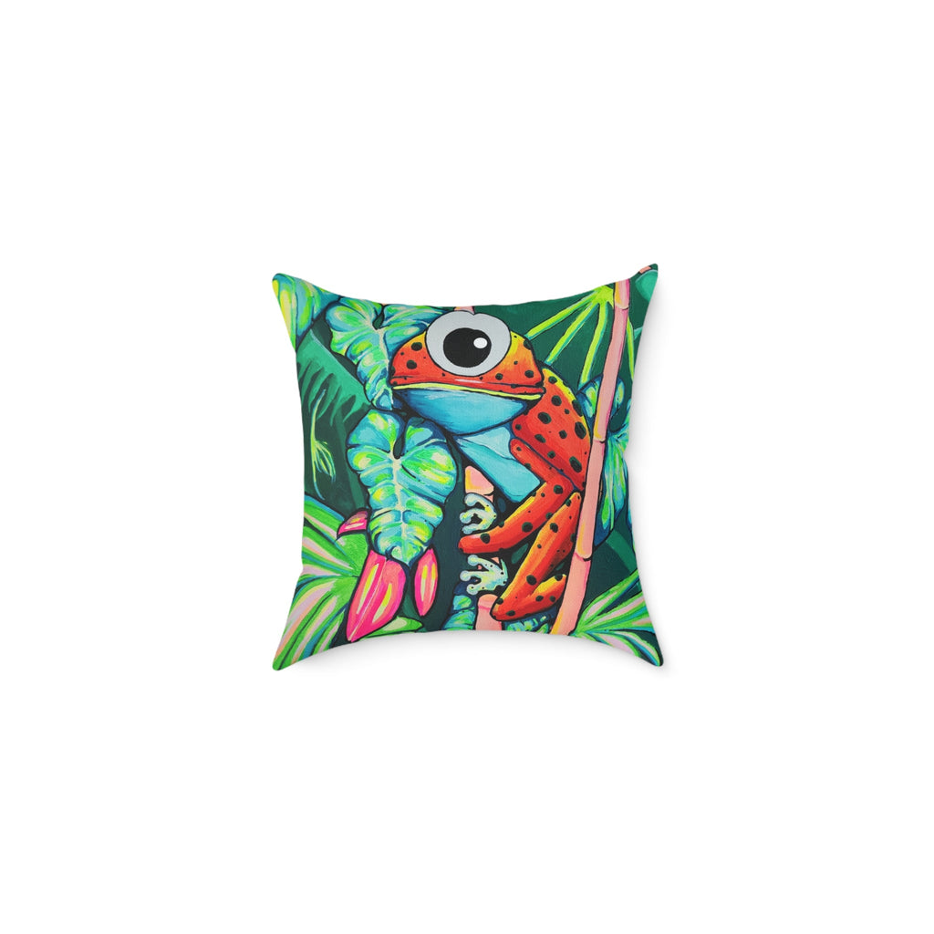 Cyclops Red Frog Art Canvas Pillow – Decorative Accent Cushion
