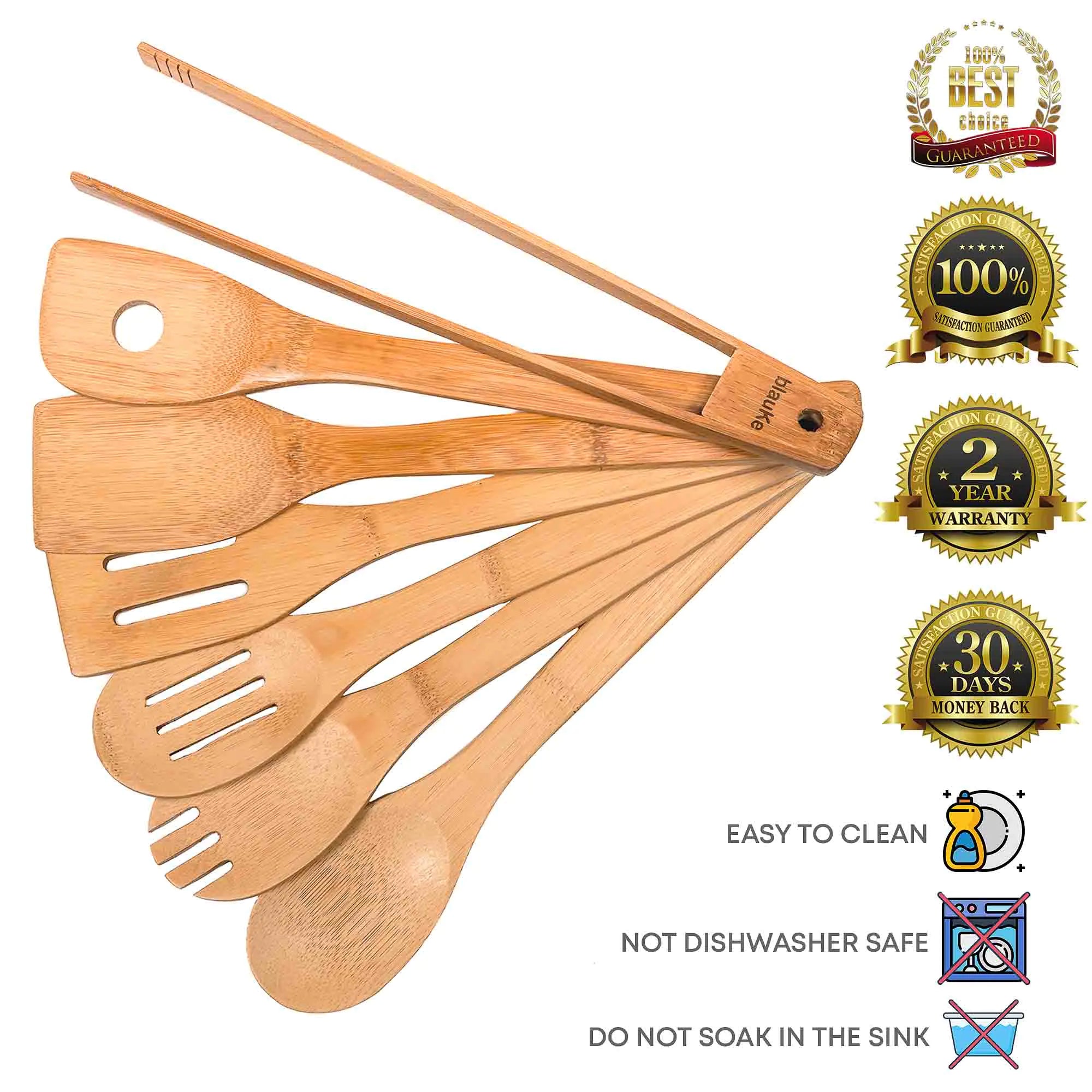 Wooden Spoons for Cooking – 7 Pack Bamboo Utensil Set