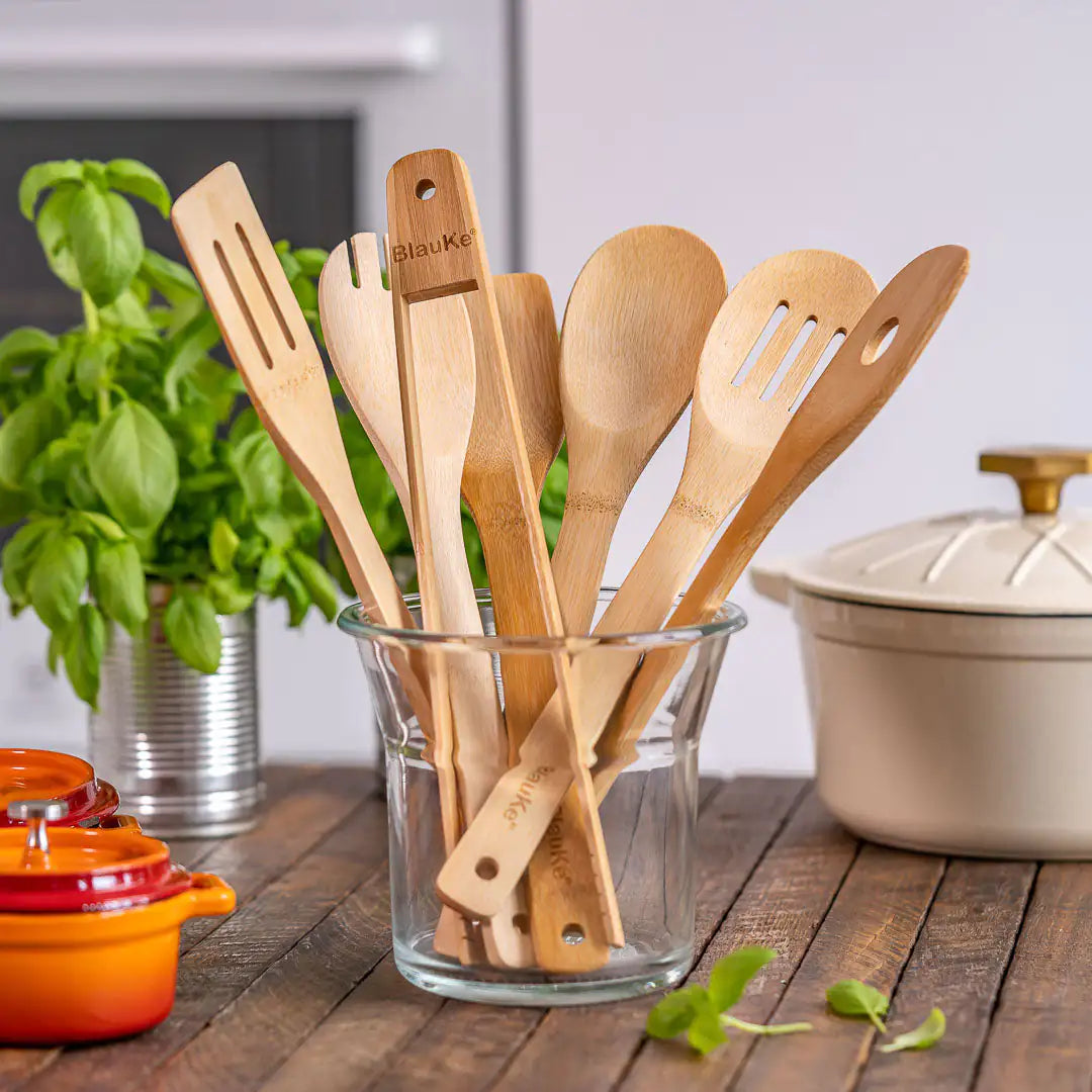 Wooden Spoons for Cooking – 7 Pack Bamboo Utensil Set