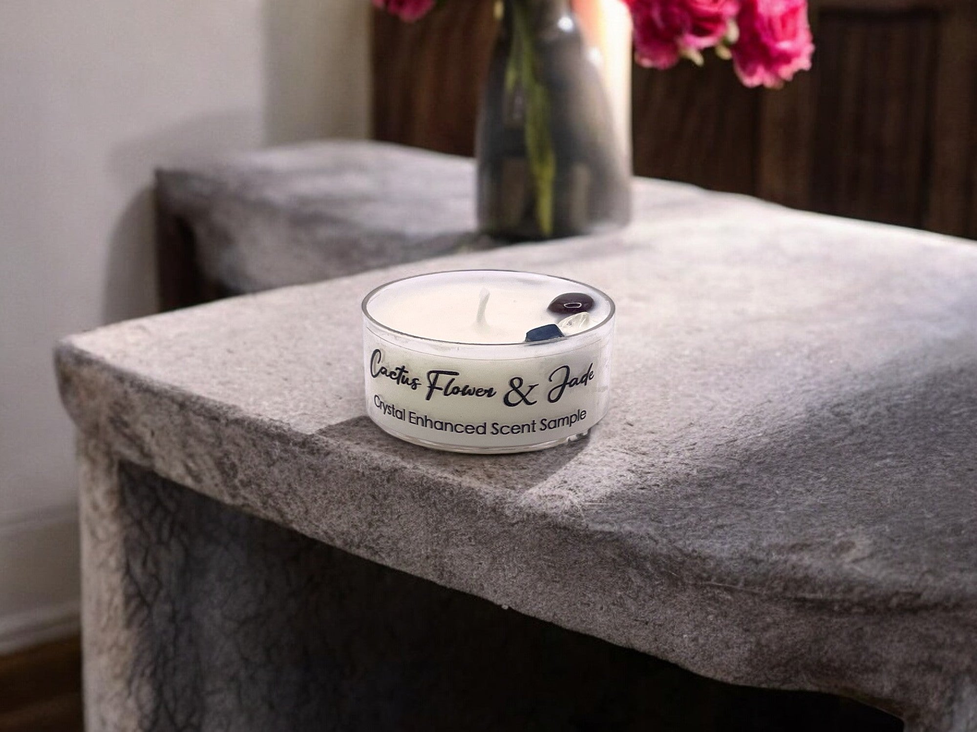 Cactus Flower & Jade Premium Soy Wax Tea Light Candle – 1oz