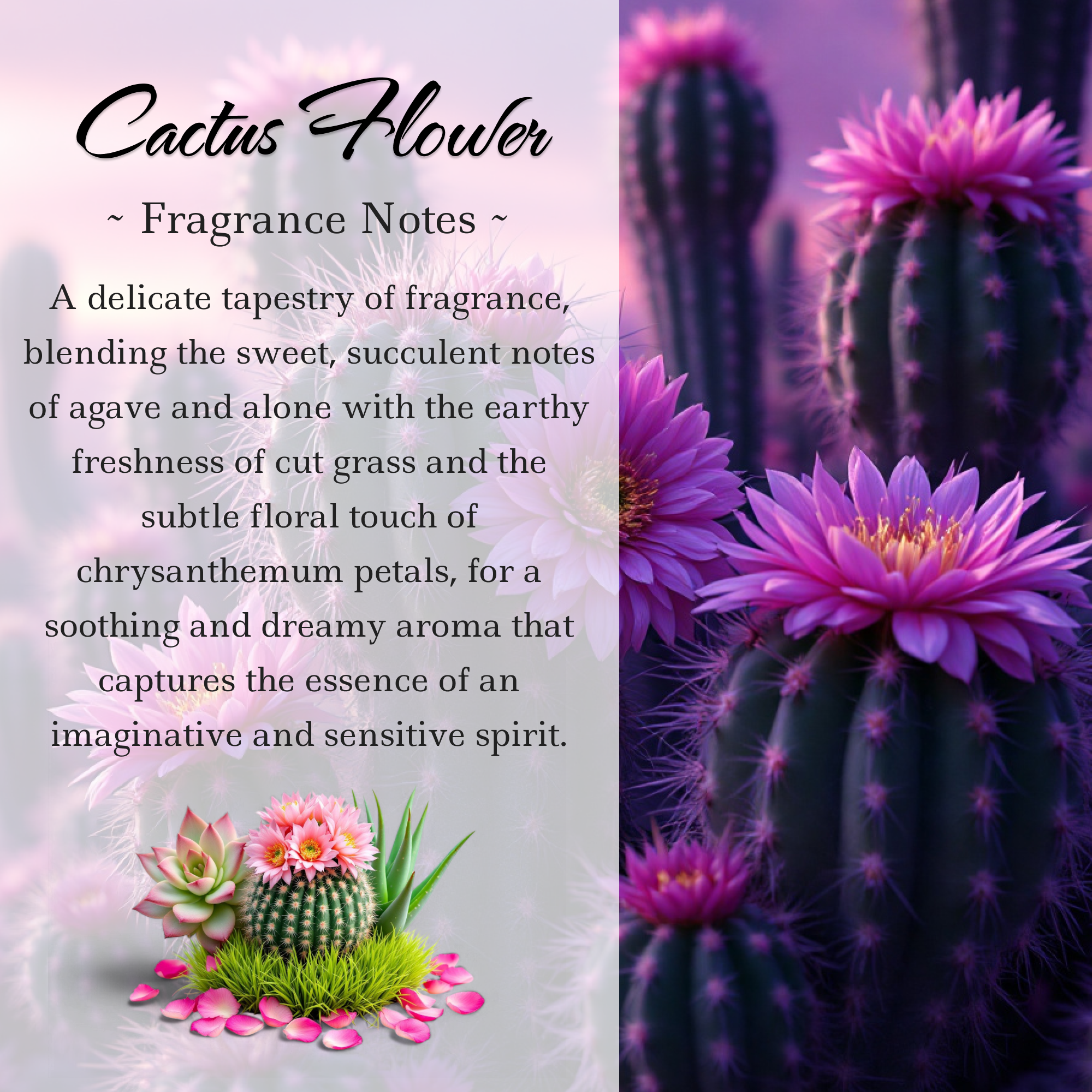 Cactus Flower & Jade Premium Soy Wax Tea Light Candle – 1oz