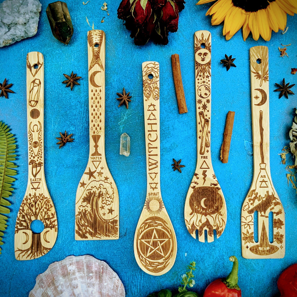 Five Elements Bamboo Large Kitchen Utensils Set