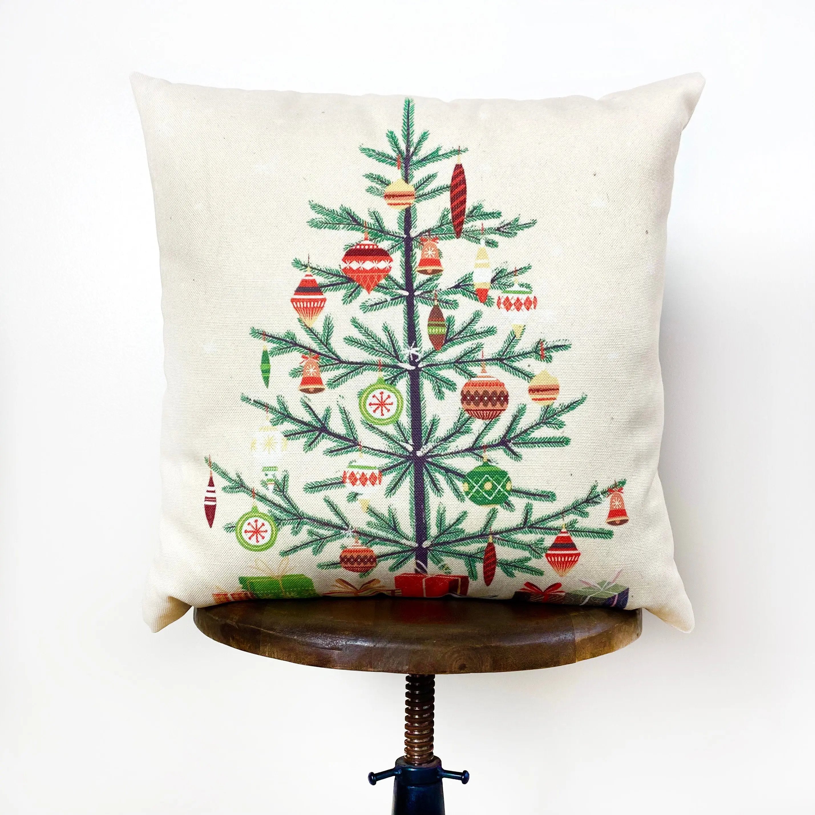 Nordic Pine Christmas Tree Throw Pillow – Rustic Farmhouse Decor