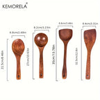 DecorBites™ 4-Piece Wooden Kitchen Utensil Set for Non-Stick
