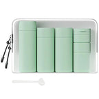 5-in-1 Travel Refillable Silicone Toiletry Bottles Set with Clear Bag – Leak-Proof Shampoo, Conditioner & Lotion Containers