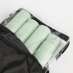 5-in-1 Travel Refillable Silicone Toiletry Bottles Set with Clear Bag – Leak-Proof Shampoo, Conditioner & Lotion Containers