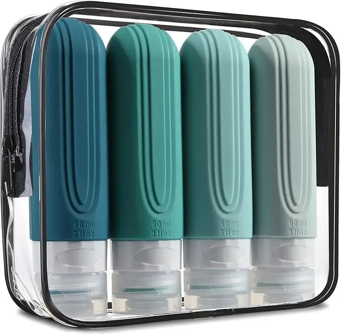 TSA Approved 3oz Travel Bottles Set – Leak-Proof Refillable Silicone Toiletry Containers for Shampoo, Lotion & Liquid