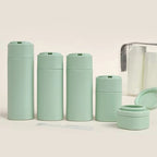 5-in-1 Travel Refillable Silicone Toiletry Bottles Set with Clear Bag – Leak-Proof Shampoo, Conditioner & Lotion Containers