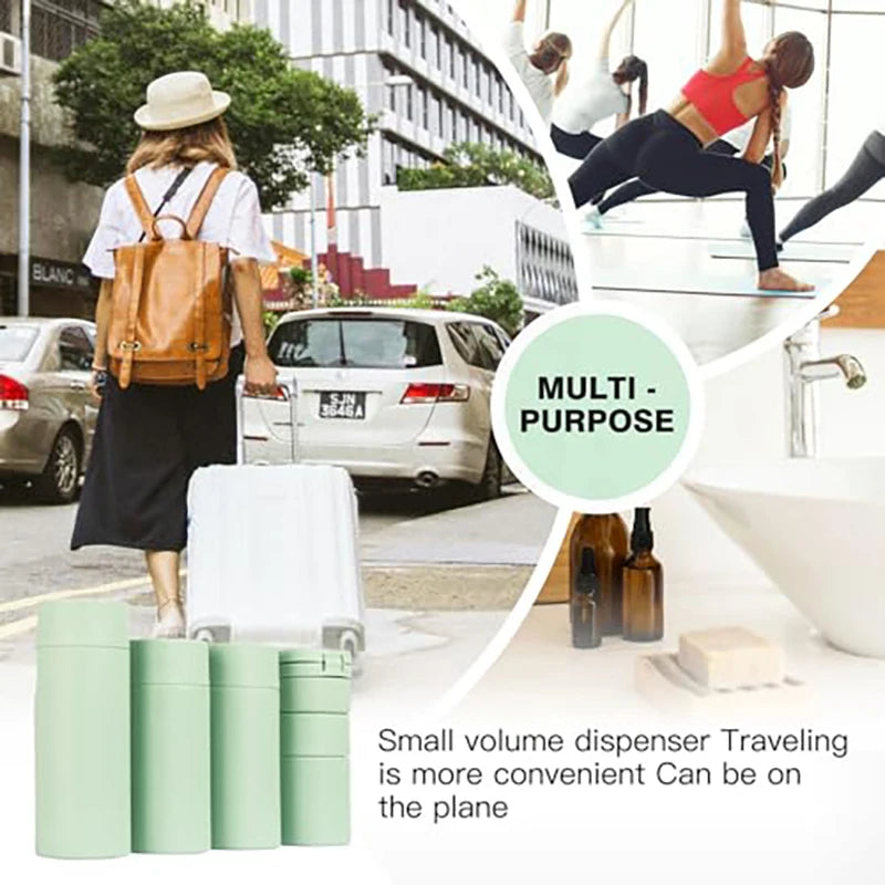 5-in-1 Travel Refillable Silicone Toiletry Bottles Set with Clear Bag – Leak-Proof Shampoo, Conditioner & Lotion Containers