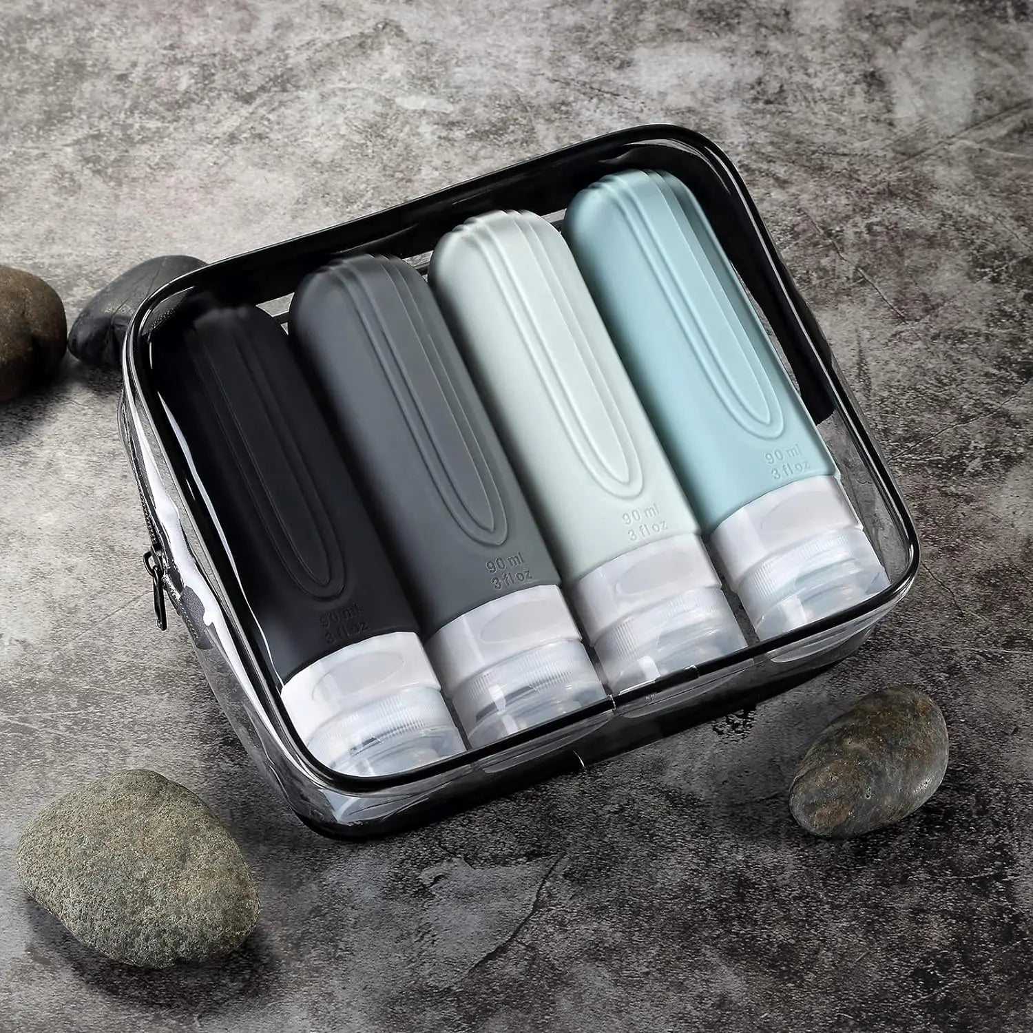 TSA Approved 3oz Travel Bottles Set – Leak-Proof Refillable Silicone Toiletry Containers for Shampoo, Lotion & Liquid