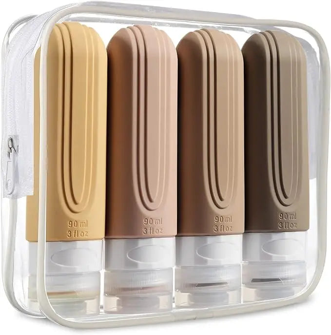 TSA Approved 3oz Travel Bottles Set – Leak-Proof Refillable Silicone Toiletry Containers for Shampoo, Lotion & Liquid