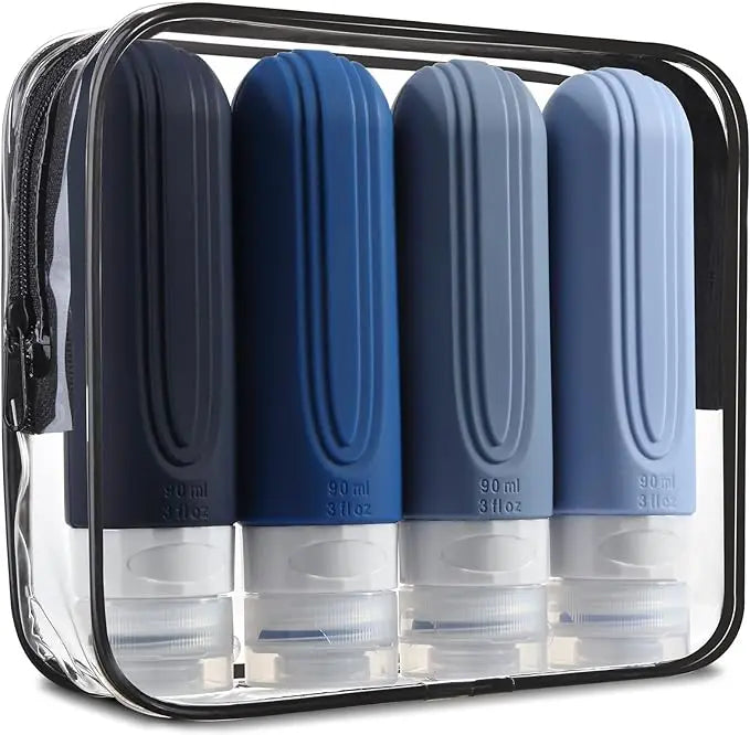 TSA Approved 3oz Travel Bottles Set – Leak-Proof Refillable Silicone Toiletry Containers for Shampoo, Lotion & Liquid
