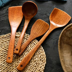 DecorBites™ 4-Piece Wooden Kitchen Utensil Set for Non-Stick
