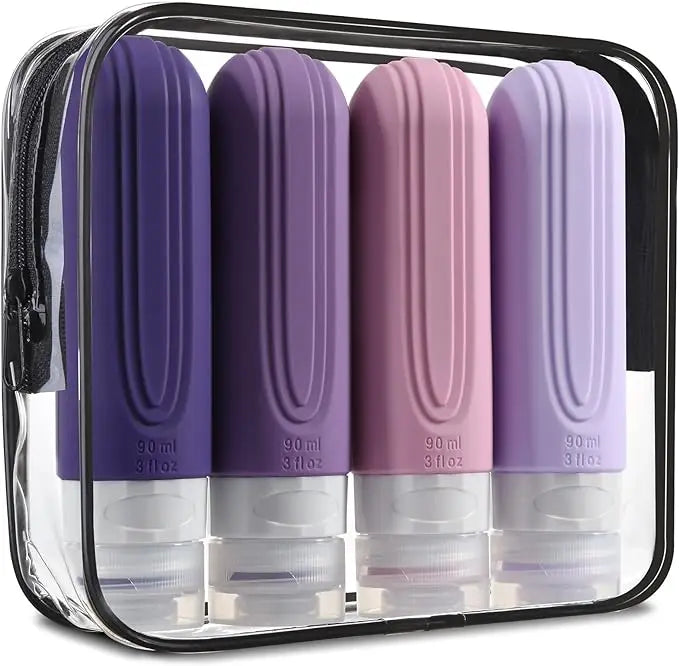 TSA Approved 3oz Travel Bottles Set – Leak-Proof Refillable Silicone Toiletry Containers for Shampoo, Lotion & Liquid