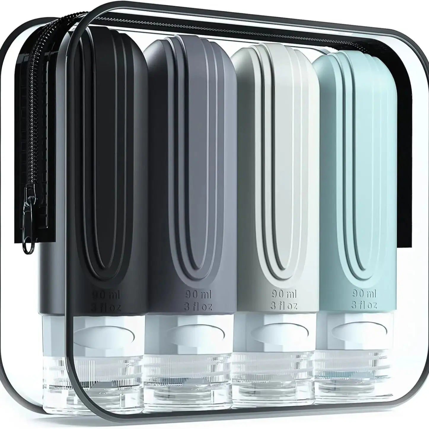 TSA Approved 3oz Travel Bottles Set – Leak-Proof Refillable Silicone Toiletry Containers for Shampoo, Lotion & Liquid