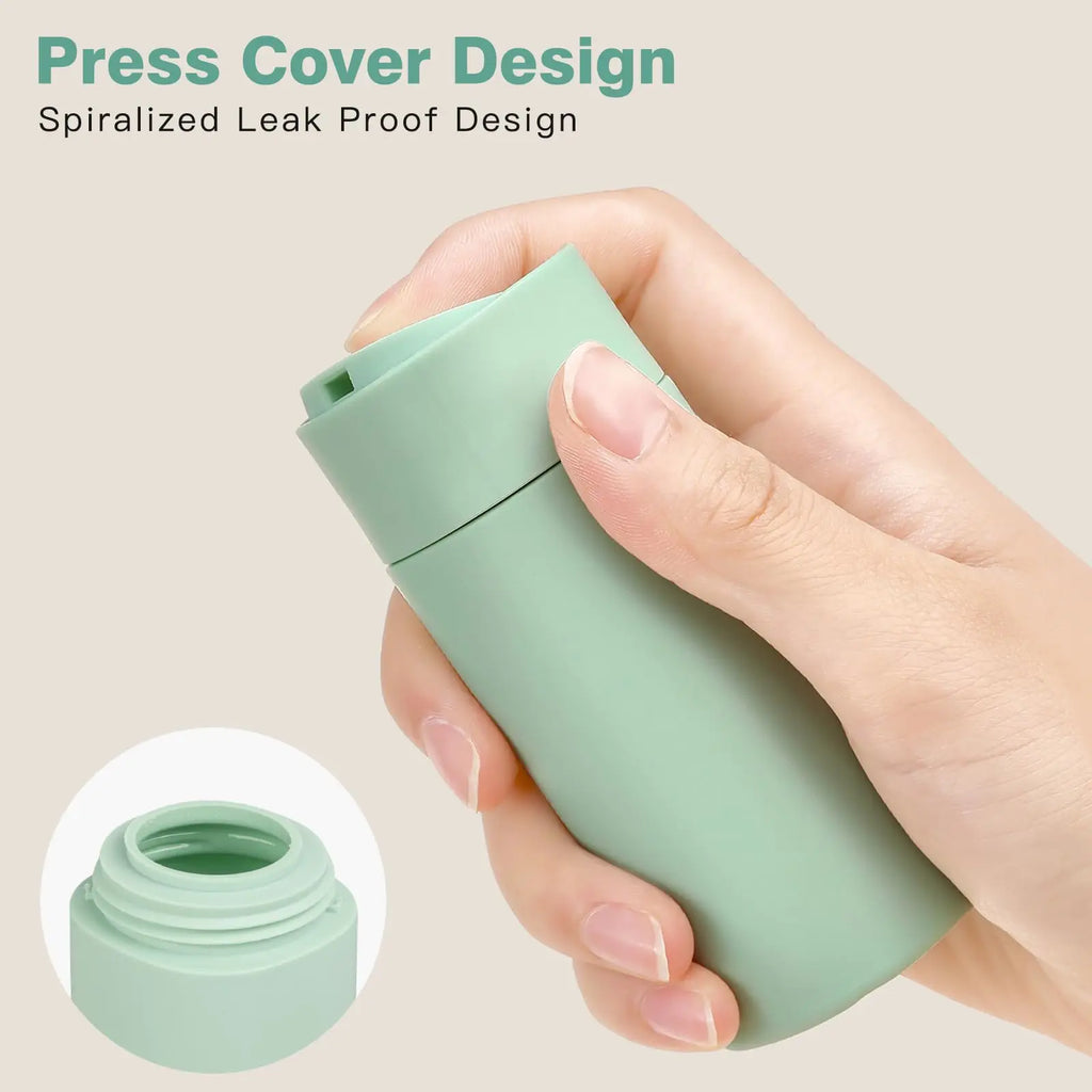 5-in-1 Travel Refillable Silicone Toiletry Bottles Set with Clear Bag – Leak-Proof Shampoo, Conditioner & Lotion Containers