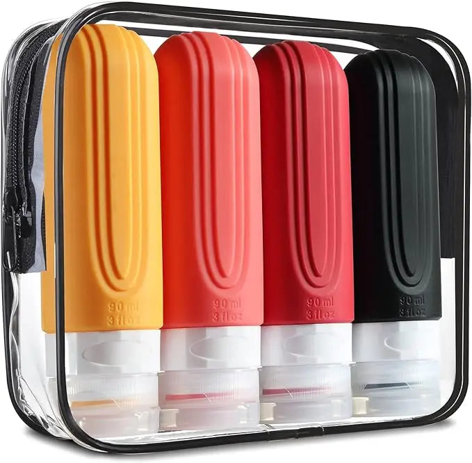 TSA Approved 3oz Travel Bottles Set – Leak-Proof Refillable Silicone Toiletry Containers for Shampoo, Lotion & Liquid