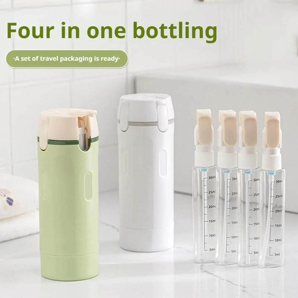 4-in-1 Travel Refillable Dispenser Bottles – Leak-Proof Portable Toiletry & Cosmetic Container