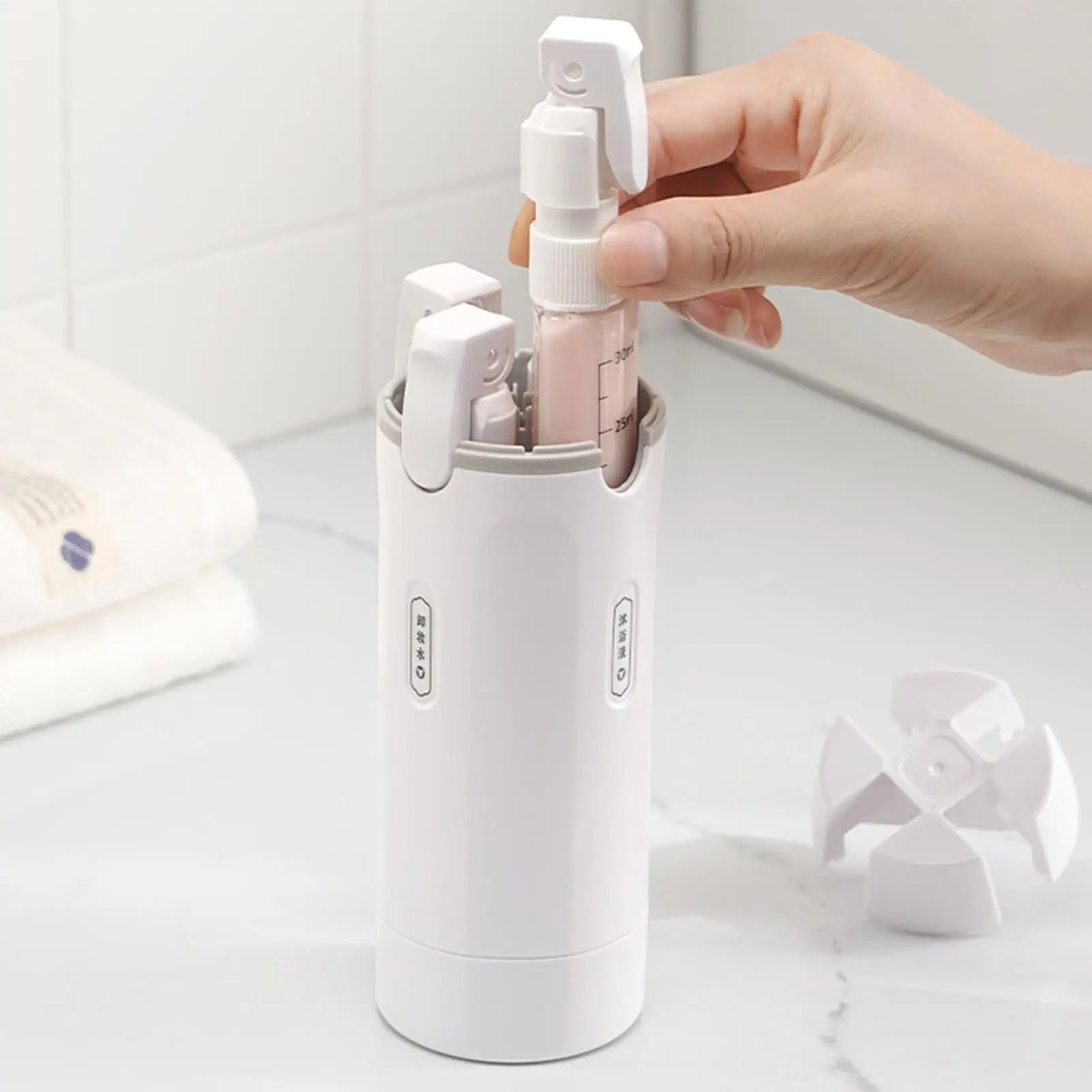 4-in-1 Travel Refillable Dispenser Bottles – Leak-Proof Portable Toiletry & Cosmetic Container