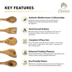 Olive Wood Utensil Set – 5 Piece Hand-Carved Kitchen Tools