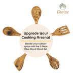 Olive Wood Utensil Set – 5 Piece Hand-Carved Kitchen Tools