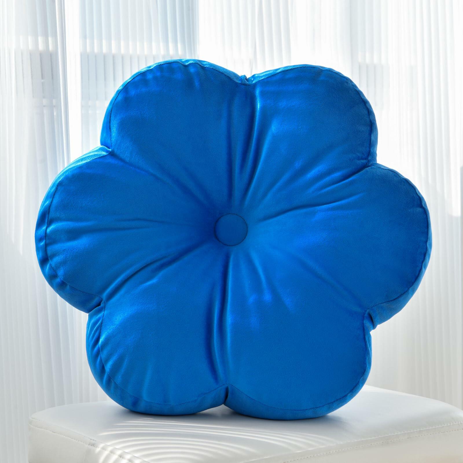 Xuyier Flower-Shaped Velvet Throw Pillow – Modern Black Decor