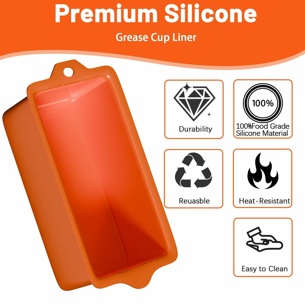OFDMNY 4 Pcs Orange Silicone Grease Cup Liners for Blackstone 36 28 22 17 Inch