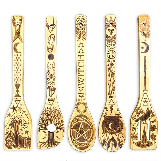 Five Elements Bamboo Large Kitchen Utensils Set