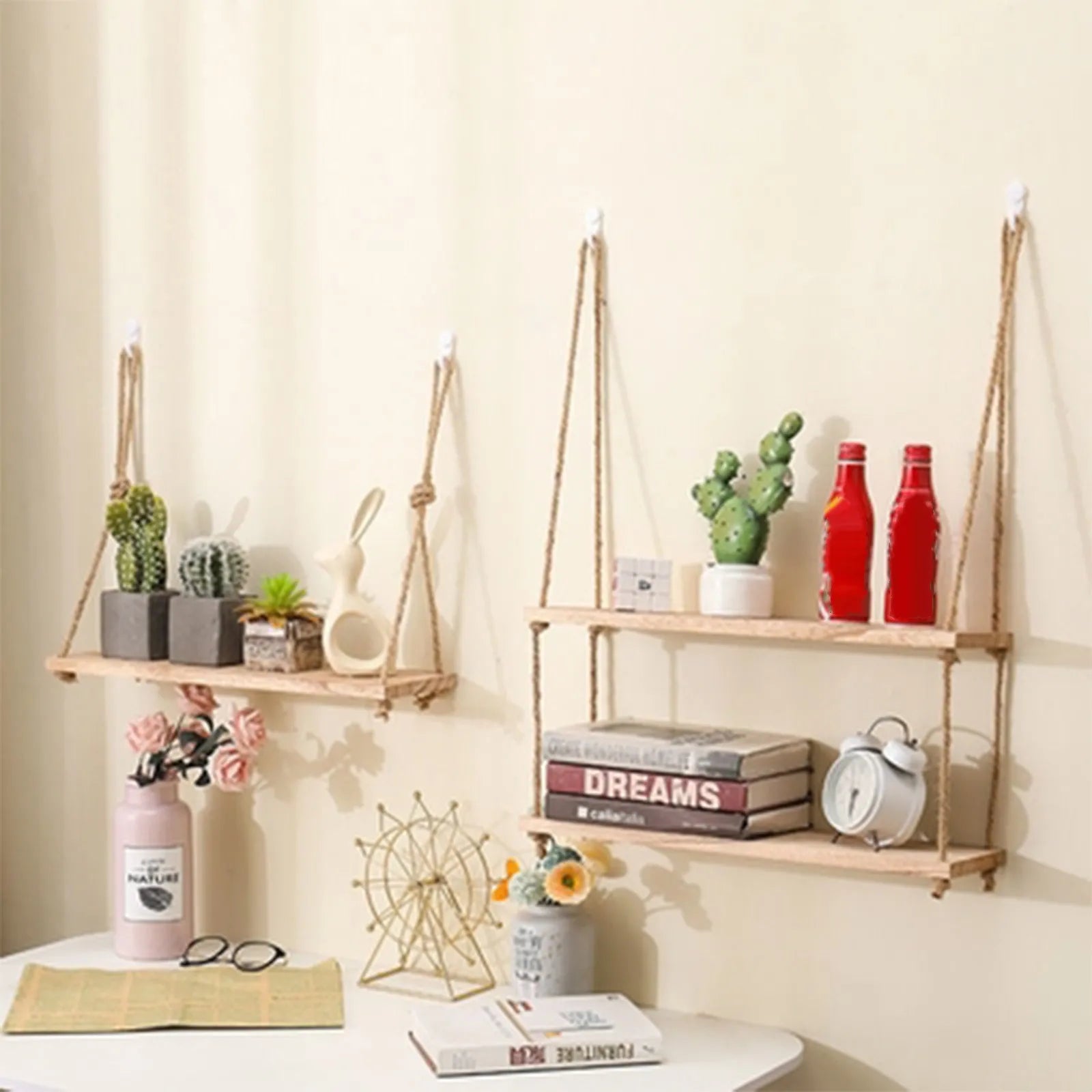 DecorBites™ Rustic Wood Floating Wall Shelves – Set of 3