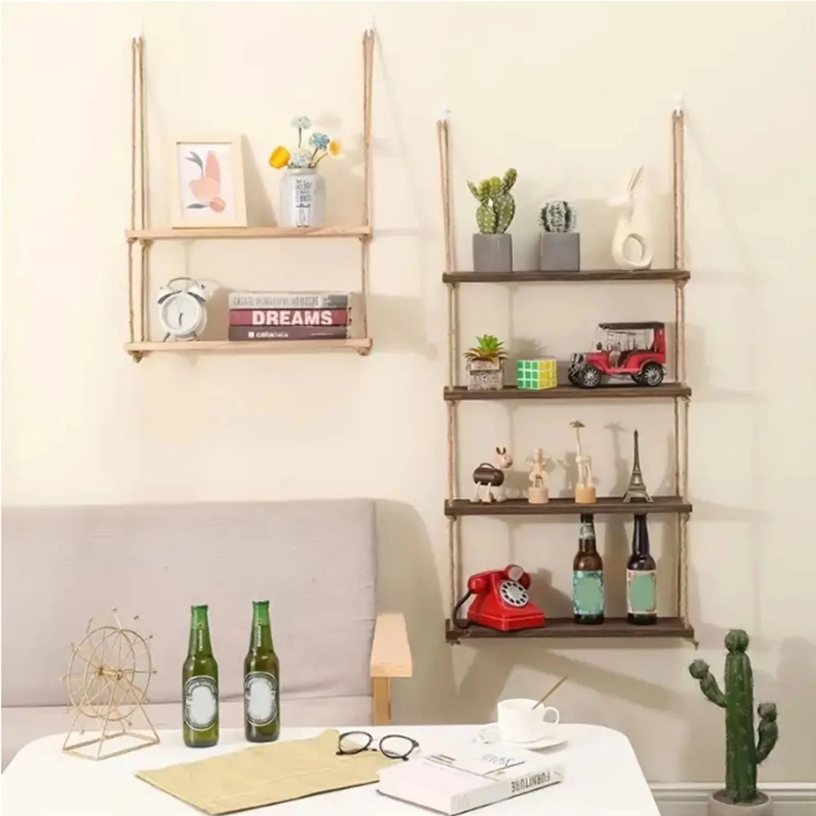 DecorBites™ Rustic Wood Floating Wall Shelves – Set of 3