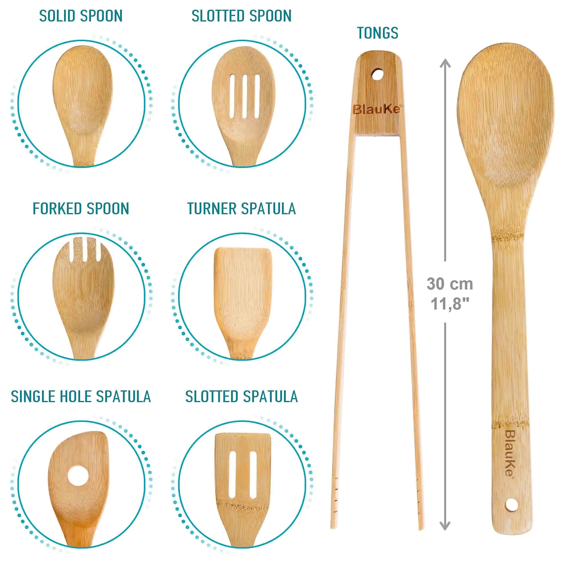 Wooden Spoons for Cooking – 7 Pack Bamboo Utensil Set
